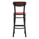 Walnut Wood Back/Red Vinyl Seat |#| Commercial Metal Barstool with Vinyl Seat and Wood Boomerang Back-Red/Walnut