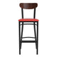 Walnut Wood Back/Red Vinyl Seat |#| Commercial Metal Barstool with Vinyl Seat and Wood Boomerang Back-Red/Walnut
