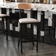 Natural Birch Wood Back/Gray Vinyl Seat |#| Commercial Metal Barstool with Vinyl Seat and Wood Boomerang Back-Gray/Natural