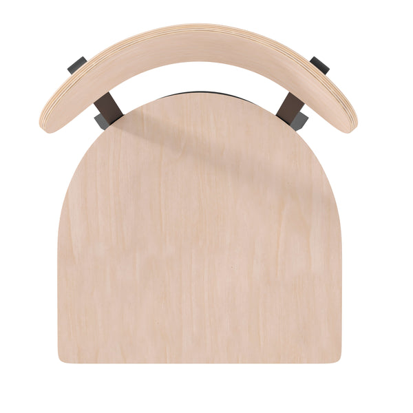 Natural Birch |#| Commercial Metal Barstool with Wood Seat and Boomerang Back-Natural Birch Finish