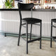 Black Vinyl Back/Black Vinyl Seat |#| Commercial Metal Barstool with Vinyl Seat and Boomerang Back-Black Finish