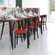 Walnut Wood Back/Red Vinyl Seat |#| Commercial Metal Dining Chair with Vinyl Seat and Wood Boomerang Back-Red/Walnut