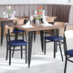 Natural Birch Wood Back/Blue Vinyl Seat |#| Commercial Metal Dining Chair - Vinyl Seat and Wood Boomerang Back-Blue/Natural
