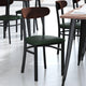 Walnut Wood Back/Green Vinyl Seat |#| Commercial Metal Dining Chair with Vinyl Seat - Wood Boomerang Back-Green/Walnut