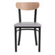 Natural Birch Wood Back/Gray Vinyl Seat |#| Commercial Metal Dining Chair - Vinyl Seat and Wood Boomerang Back-Gray/Natural