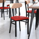Natural Birch Wood Back/Red Vinyl Seat |#| Commercial Metal Dining Chair - Vinyl Seat and Wood Boomerang Back-Red/Natural