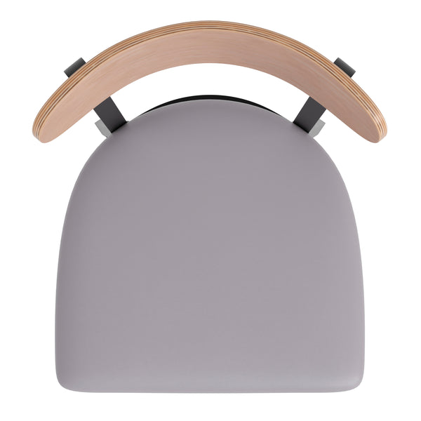 Natural Birch Wood Back/Gray Vinyl Seat |#| Commercial Metal Dining Chair - Vinyl Seat and Wood Boomerang Back-Gray/Natural