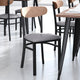 Natural Birch Wood Back/Gray Vinyl Seat |#| Commercial Metal Dining Chair - Vinyl Seat and Wood Boomerang Back-Gray/Natural