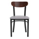 Walnut Wood Back/Gray Vinyl Seat |#| Commercial Metal Dining Chair - Vinyl Seat - Wood Boomerang Back-Gray/Walnut