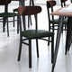 Walnut Wood Back/Green Vinyl Seat |#| Commercial Metal Dining Chair with Vinyl Seat - Wood Boomerang Back-Green/Walnut