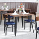 Walnut Wood Back/Blue Vinyl Seat |#| Commercial Metal Dining Chair - Vinyl Seat and Wood Boomerang Back-Blue/Walnut
