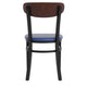 Walnut Wood Back/Blue Vinyl Seat |#| Commercial Metal Dining Chair - Vinyl Seat and Wood Boomerang Back-Blue/Walnut
