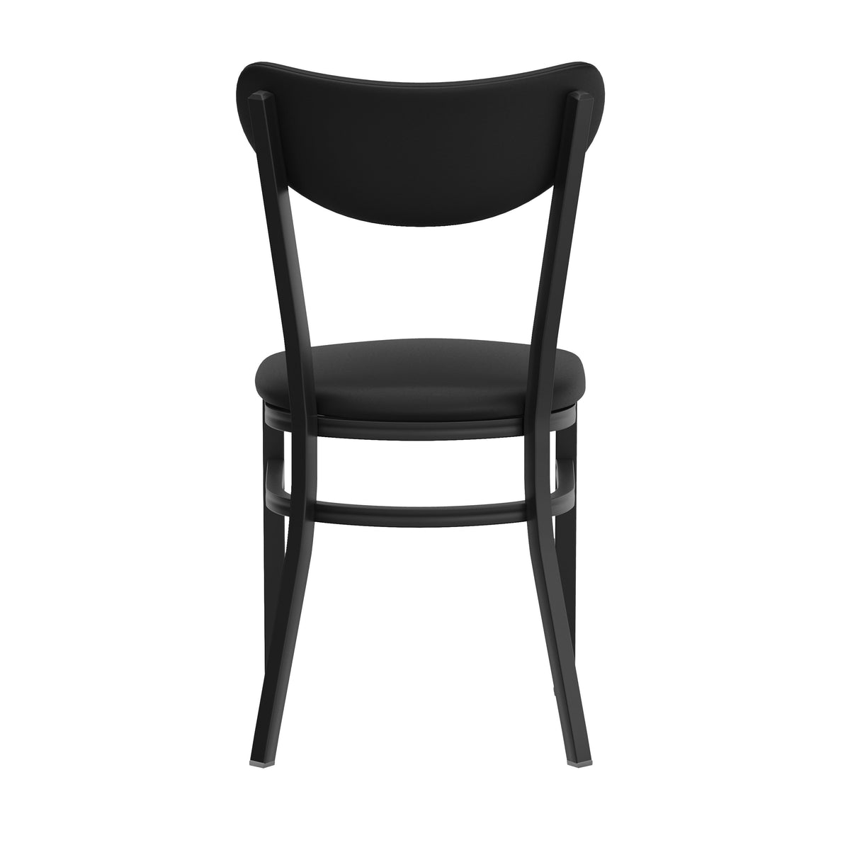Black Vinyl Back/Black Vinyl Seat |#| Commercial Metal Dining Chair with Vinyl Seat - Boomerang Back - Black