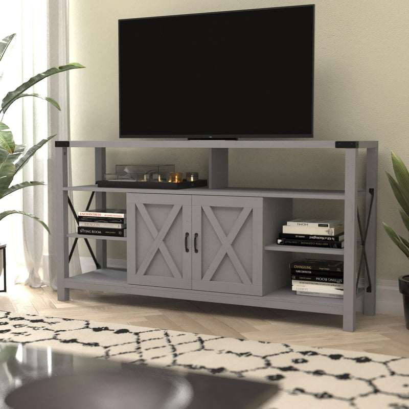 Coastal Gray |#| TV Stand for up to 60inch TV's with Adjustable Shelf and Storage - Coastal Gray