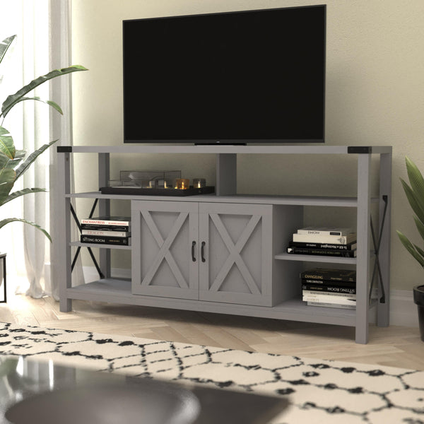 Coastal Gray |#| TV Stand for up to 60inch TV's with Adjustable Shelf and Storage - Coastal Gray