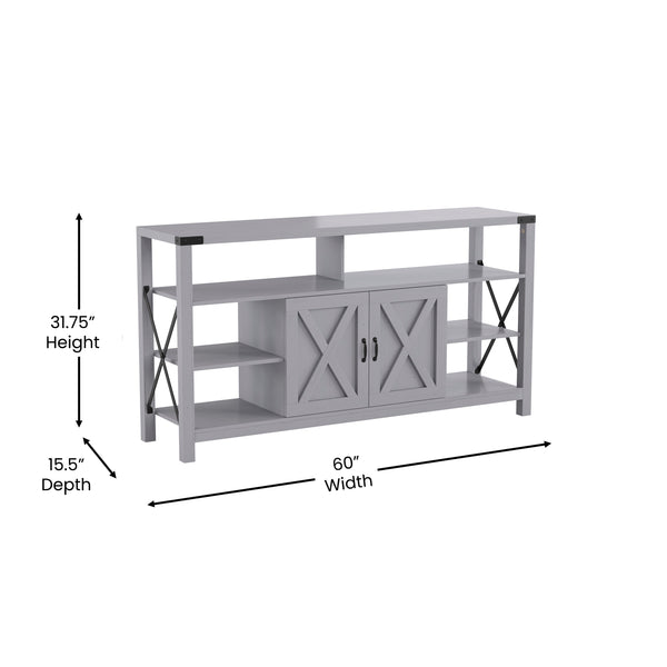 Coastal Gray |#| TV Stand for up to 60inch TV's with Adjustable Shelf and Storage - Coastal Gray