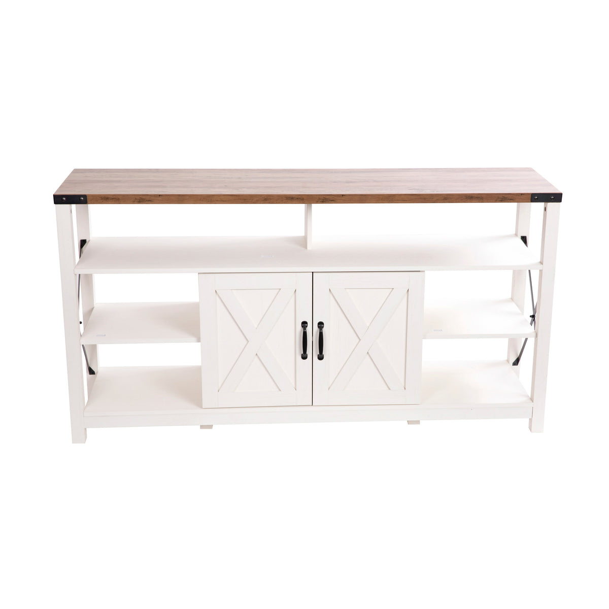 White |#| TV Stand for up to 60inch TV's with Adjustable Shelf and Storage - White/Rustic