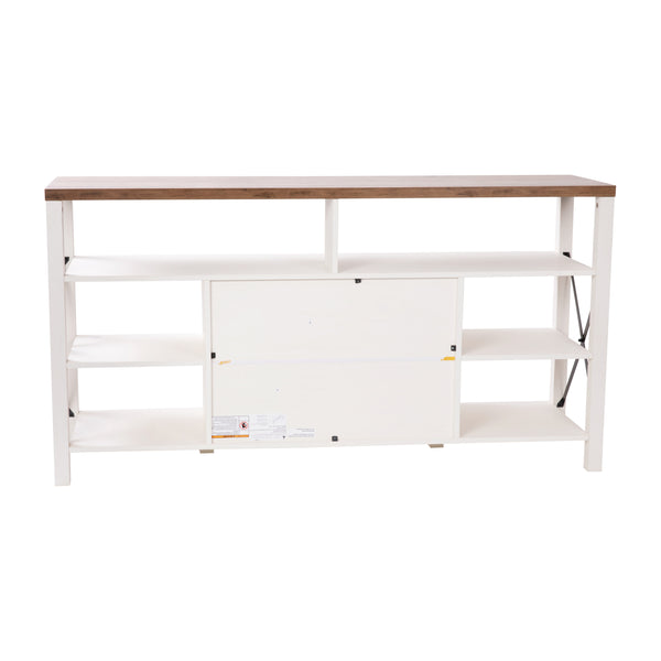 White |#| TV Stand for up to 60inch TV's with Adjustable Shelf and Storage - White/Rustic