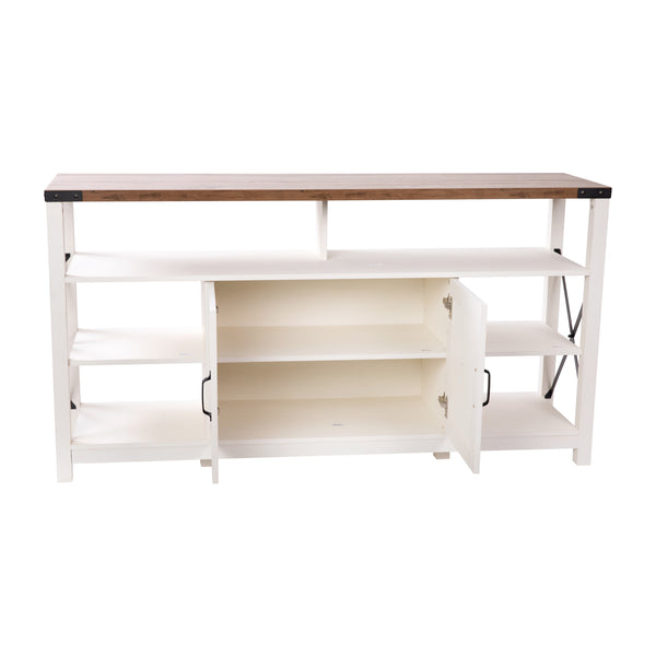 White |#| TV Stand for up to 60inch TV's with Adjustable Shelf and Storage - White/Rustic