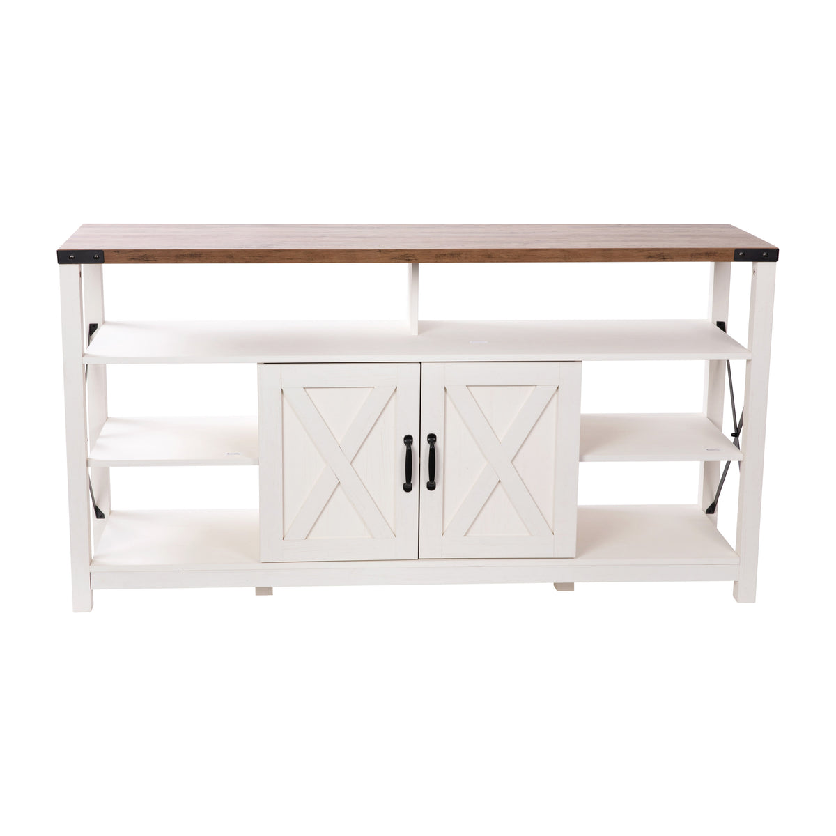 White |#| TV Stand for up to 60inch TV's with Adjustable Shelf and Storage - White/Rustic