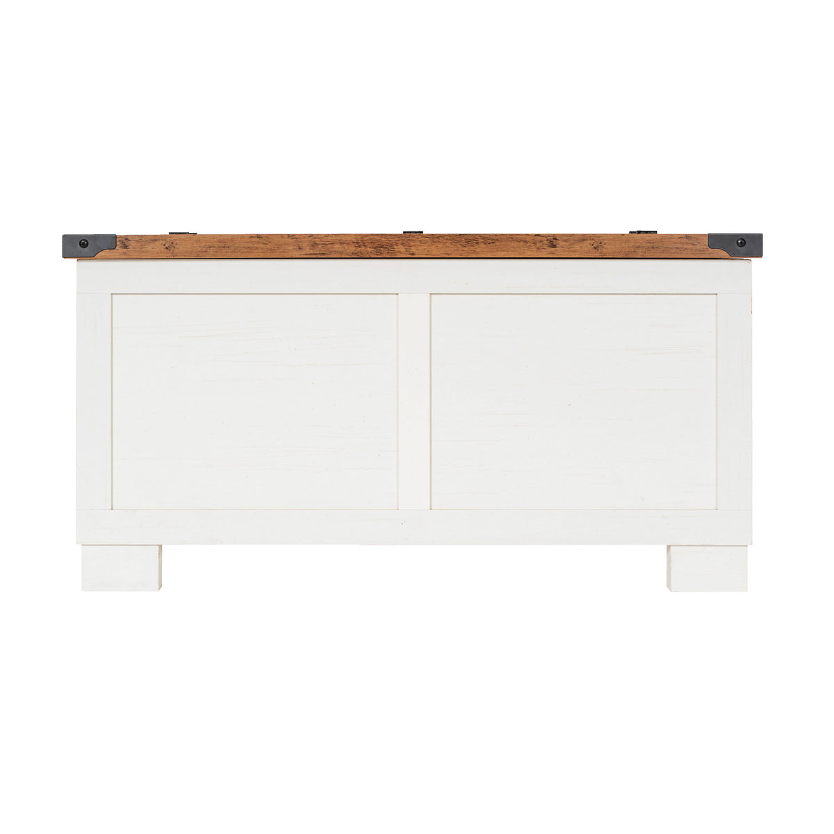 White |#| Farmhouse Coffee Table with Hinged Lift Top and Storage in White/Rustic Oak