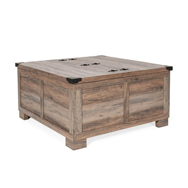 Gray Wash |#| Farmhouse Coffee Table with Hinged Lift Top and Storage in Gray Wash