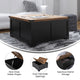 Black |#| Farmhouse Coffee Table with Hinged Lift Top and Storage in Black/Rustic Oak