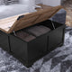 Black |#| Farmhouse Coffee Table with Hinged Lift Top and Storage in Black/Rustic Oak