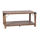 Rustic Oak |#| 2-Tier Coffee Table with Black Metal Side Braces and Corner Caps - Rustic Oak