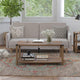Rustic Oak |#| 2-Tier Coffee Table with Black Metal Side Braces and Corner Caps - Rustic Oak