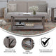 Gray Wash |#| 2-Tier Coffee Table with Black Metal Side Braces and Corner Caps - Gray Wash