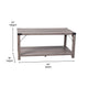 Gray Wash |#| 2-Tier Coffee Table with Black Metal Side Braces and Corner Caps - Gray Wash