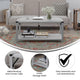 Aspen Gray |#| 2-Tier Coffee Table with Black Metal Side Braces and Corner Caps - Aspen Gray