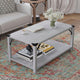 Aspen Gray |#| 2-Tier Coffee Table with Black Metal Side Braces and Corner Caps - Aspen Gray