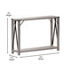 Gray Wash |#| 2-Tier Console Table with Black Metal Side Braces and Corner Caps - Gray Wash