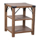 Rustic Oak |#| 3-Tier Side Table with Black Metal Side Braces and Corner Caps - Rustic Oak