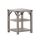 Gray Wash |#| 3-Tier Side Table with Black Metal Side Braces and Corner Caps - Gray Wash