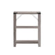 Gray Wash |#| 3-Tier Side Table with Black Metal Side Braces and Corner Caps - Gray Wash