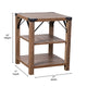 Rustic Oak |#| 3-Tier Side Table with Black Metal Side Braces and Corner Caps - Rustic Oak