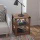 Rustic Oak |#| 3-Tier Side Table with Black Metal Side Braces and Corner Caps - Rustic Oak