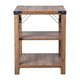 Rustic Oak |#| 3-Tier Side Table with Black Metal Side Braces and Corner Caps - Rustic Oak