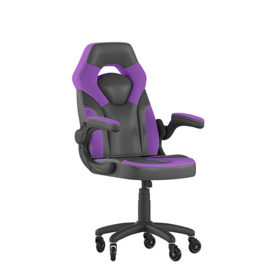 X10 Gaming Chair Racing Office Computer PC Adjustable Chair with Flip-up Arms and Transparent Roller Wheels