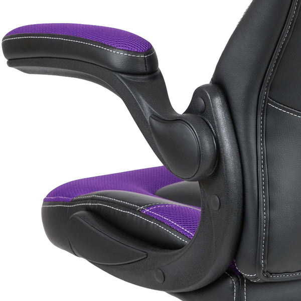 Purple |#| High Back Purple/Black Racing Style Ergonomic Gaming Chair with Flip-Up Arms