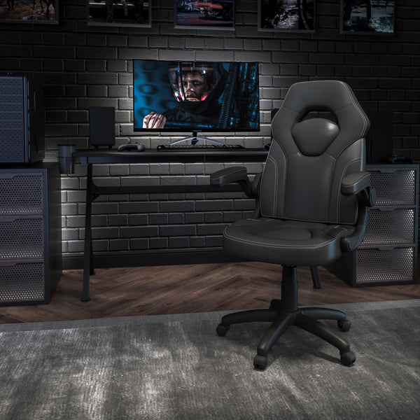 Black |#| High Back Black Racing Style Ergonomic Gaming Chair with Flip-Up Arms