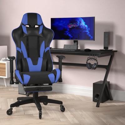 X30 Gaming Chair Racing Computer Chair with Reclining Back, Slide-Out Footrest, and Transparent Roller Wheels