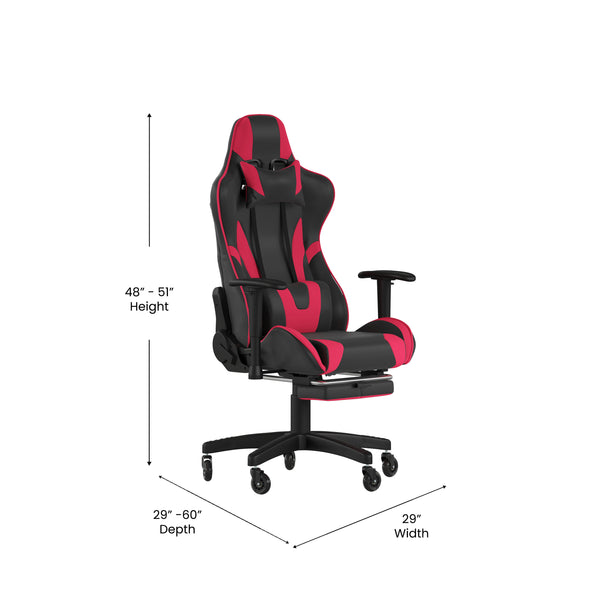 Red |#| Gaming Chair with Roller Wheels, Reclining Arms, Footrest-Red LeatherSoft