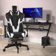 Black |#| Gaming Chair with Roller Wheels, Reclining Arms, Footrest-Black LeatherSoft