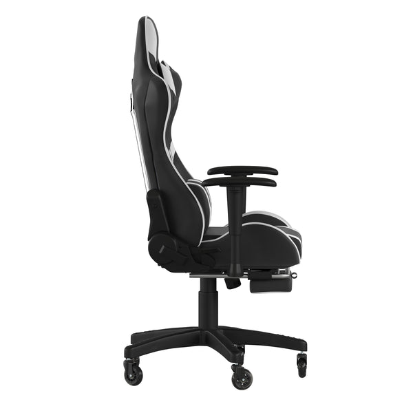 Black |#| Gaming Chair with Roller Wheels, Reclining Arms, Footrest-Black LeatherSoft