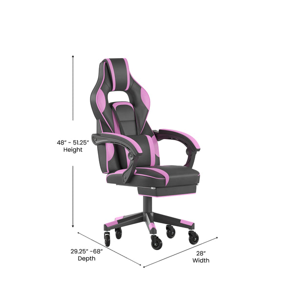 Black with Purple Trim |#| Office Gaming Chair with Skater Wheels & Reclining Arms - Purple LeatherSoft