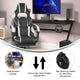 Black with White Trim |#| Office Gaming Chair with Skater Wheels & Reclining Arms - White LeatherSoft
